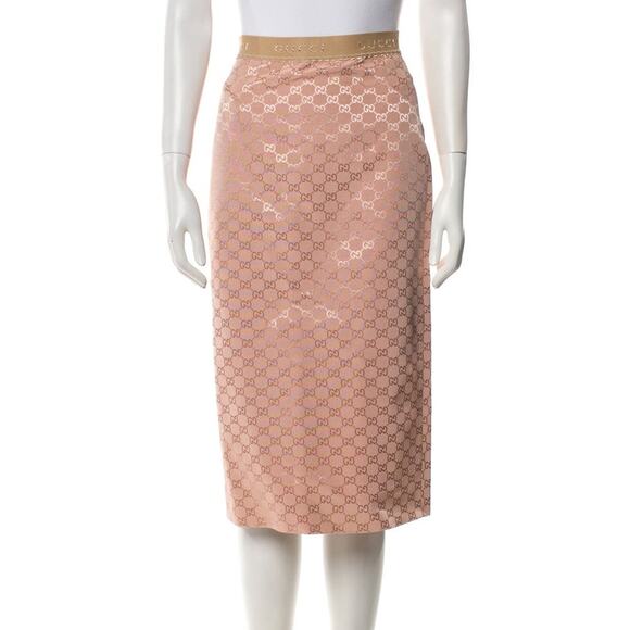 Gucci Beige GG Monogram Knee-Length Skirt XS sz